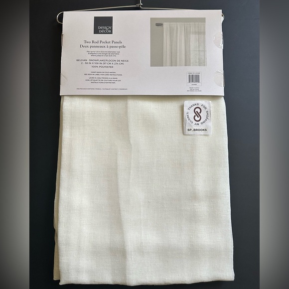 🎁Design Decor 2 Rod Pocket Panels - 38” x 108” - Belgian Snowflake - DD169E - Picture 1 of 7